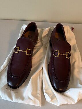 Salvatore Ferragamo NEW Men’s Burgundy Brown Leather Bit Loafers Size 10 E Shoes